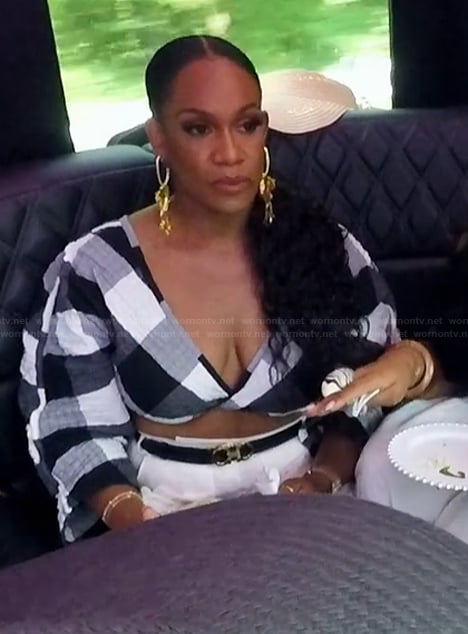 Tia's gingham check top on The Real Housewives of Potomac