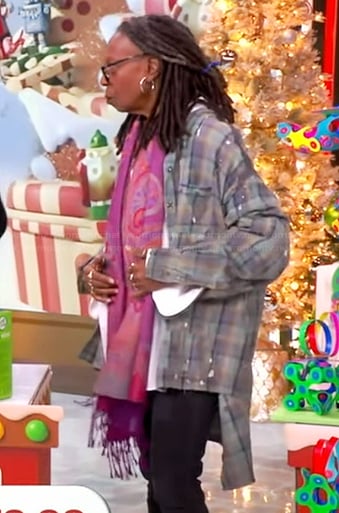 Whoopi's plaid splatter print shirt on The View