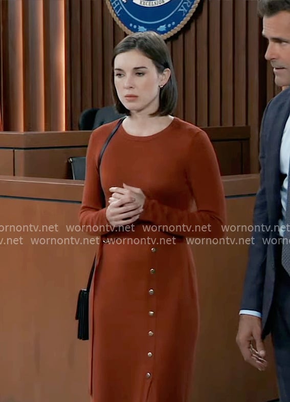 Willow's orange long sleeved dress on General Hospital