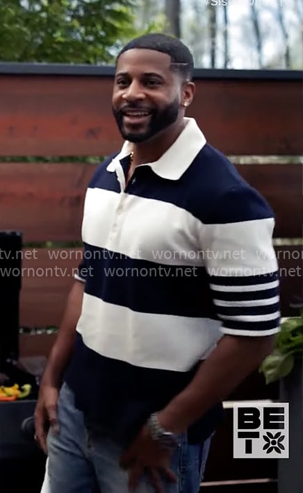 Zac's striped polo shirt on Tyler Perrys Sistas