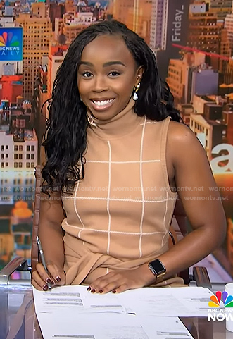 Zinhle's beige windowpane knit dress on NBC News Daily