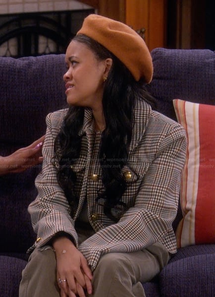 Aaliya's plaid jacket on The Upshaws