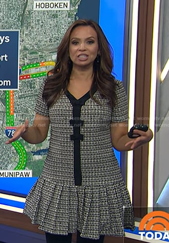 Adelle's black v-neck tweed mini dress on Today