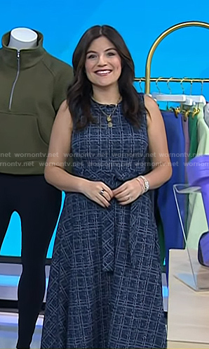 Adrianna's blue sleeveless tweed dress on Today