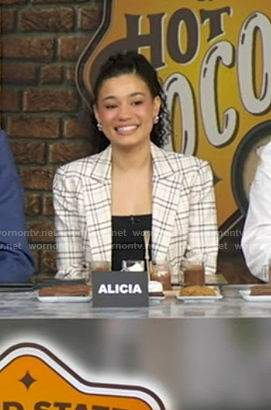 Alicia Crowder's white plaid blazer on Good Morning America
