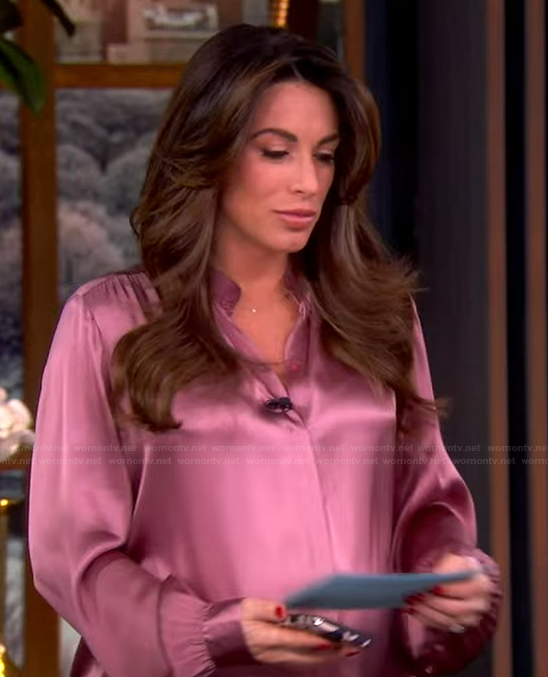 Alyssa's pink satin blouse on The View