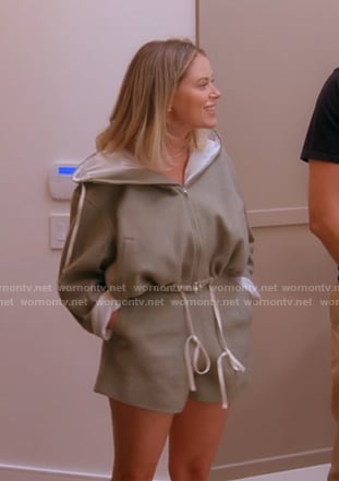 Amanda's green crop hoodie and shorts on The Real Housewives of Beverly Hills