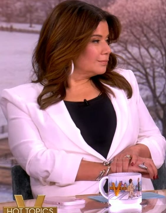 Ana's white blazer and pants on The View