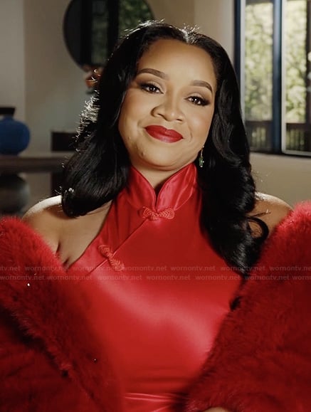 Angel's red confessional dress on The Real Housewives of Potomac