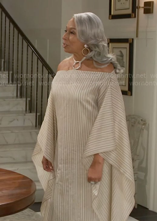 Anita's striped ring detail kaftan on Beyond the Gates