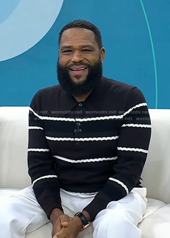 Anthony Anderson's brown striped polo sweater on Today