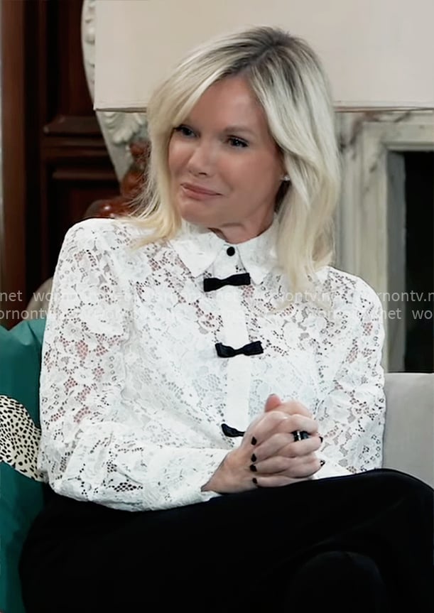 Ava's white lace shirt with bows on General Hospital