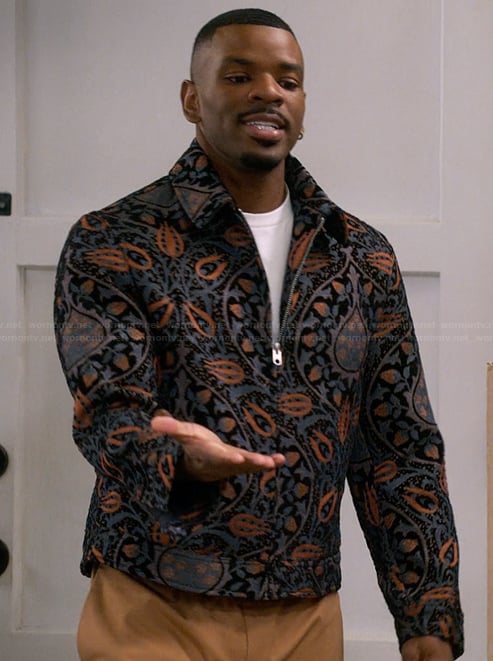 Bernard's gray floral jacket on The Upshaws
