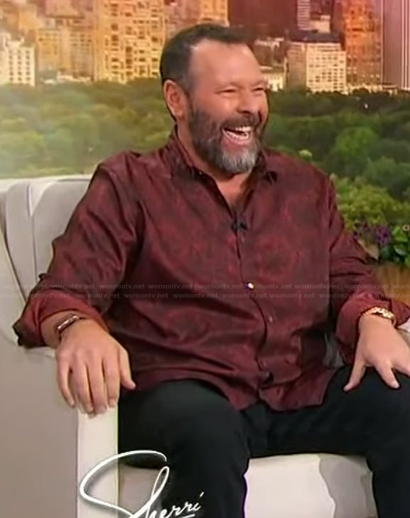 Bert Kreischer's red paisley print shirt on Sherri