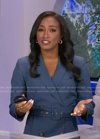 Brittany's blue belted blazer dress on Good Morning America