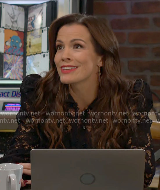 Chelsea's black lace top on The Young and the Restless