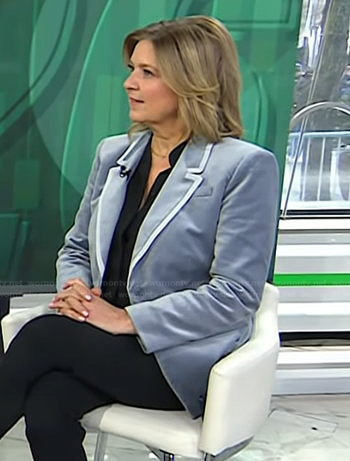 Christine’s blue contrast velvet blazer on Today