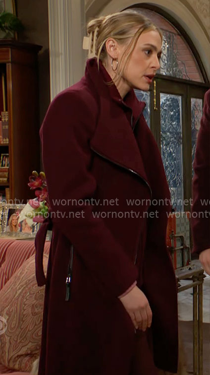Claire's burgundy coat on The Young and the Restless
