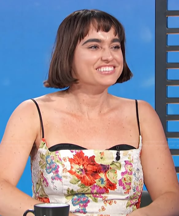 Coco Mocoe's floral cami on Access Hollywood