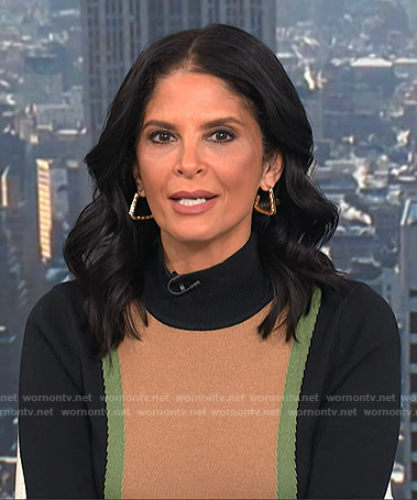Darlene's black and beige colorblock sweater dress on Today
