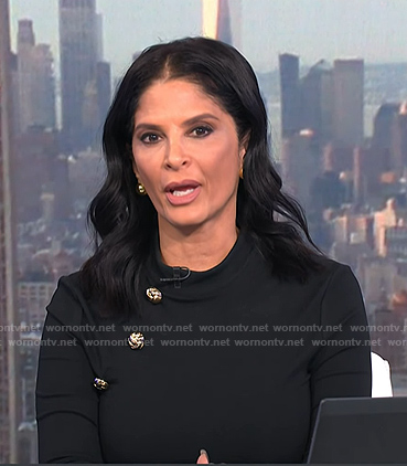 Darlene's black button detail top on Today