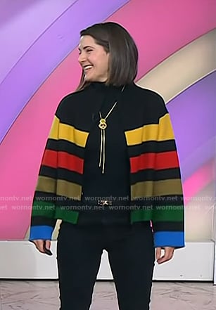 Daryn Carp's multicolor striped cardigan jacke on Today