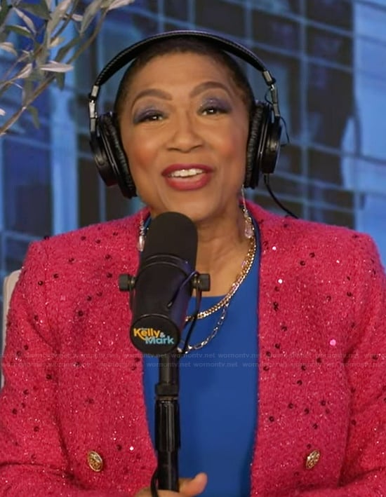 Deja Vu's pink tweed blazer on Live with Kelly and Mark