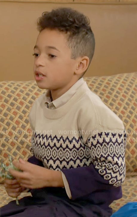 Dominic's fair isle print sweater on The Young and the Restless