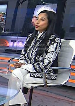 Dr. Roshini Raj's black embroidered jacket on Today