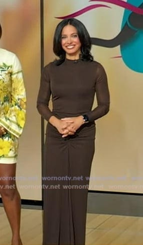 Dr. Tara Narula's brown ruched maxi dress on Good Morning America