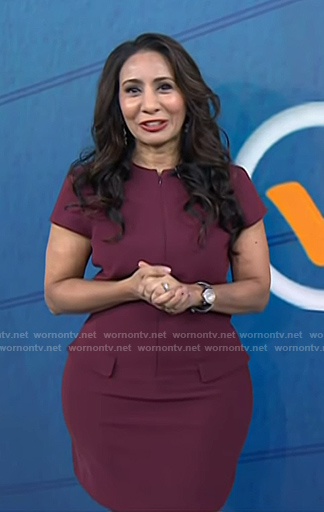 Dr. Taz Bhatia's burgundy short sleeve mini dress on Today