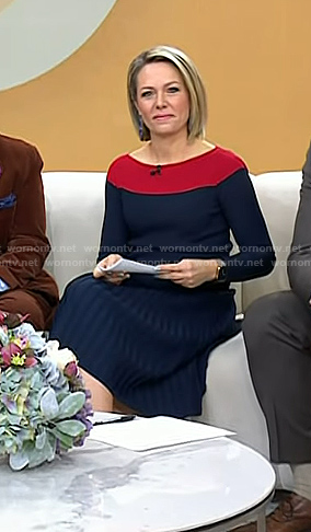 Dylan's navy and red colorblock dress on Today