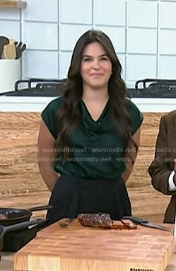 Elena Besser's green satin cowl neck top on Today