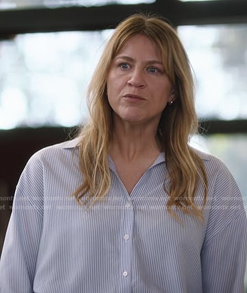 Erica's blue stripe oversized shirt on Greys Anatomy
