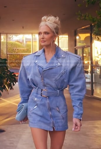 Erika's denim zip front dress on The Real Housewives of Beverly Hills