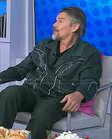 Ethan Hawke's green embroidered jacket on Today