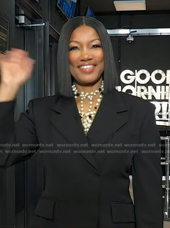 Garcelle Beauvais's black asymmetric blazer dress on Good Morning America