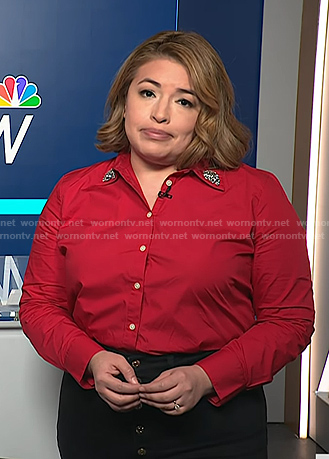 Gilma's red embellished collar shirt on NBC News Daily