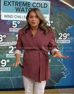 Ginger's pink tie waist blazer on Good Morning America