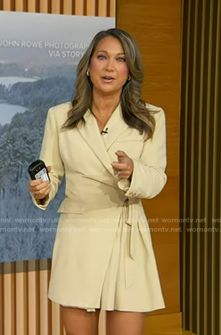 Ginger's yellow beige blazer dress on Good Morning America