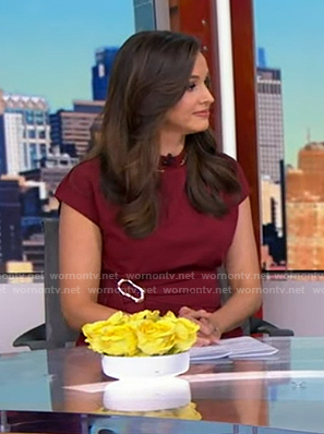 Hanna Battah's red buckle waist top on Good Morning America