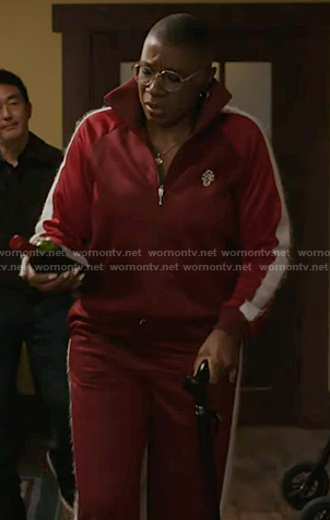 Hen's red track jacket and pants on 9-1-1
