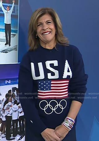 Hoda's navy USA knit sweater on Today