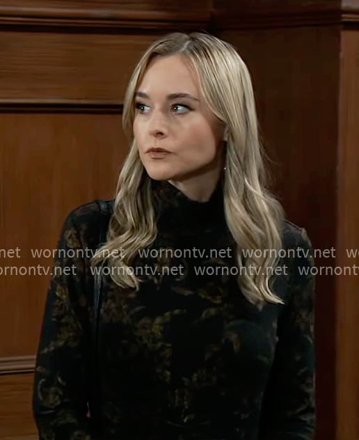 Jacida's black printed midi dress on General Hospital