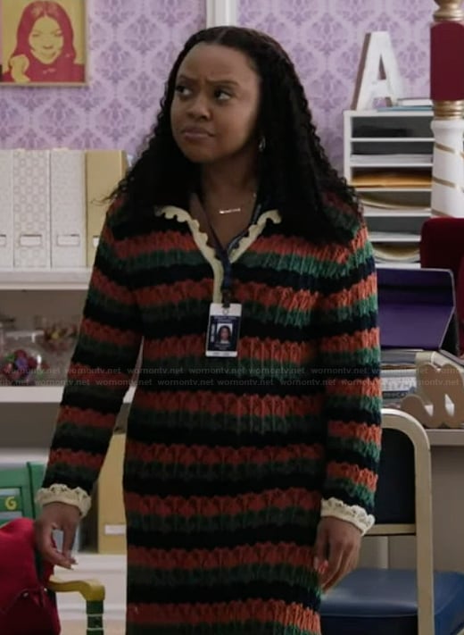 Janine's stripe knit dress on Abbott Elementary