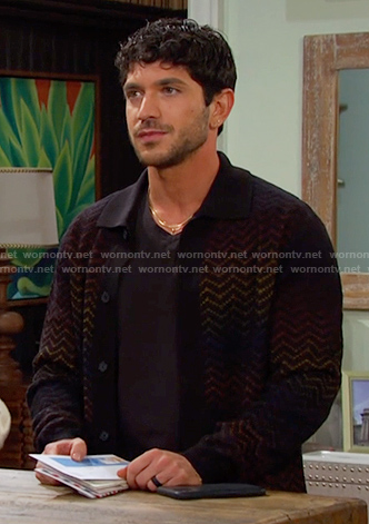 Javi’s black chevron knit cardigan on Days of our Lives