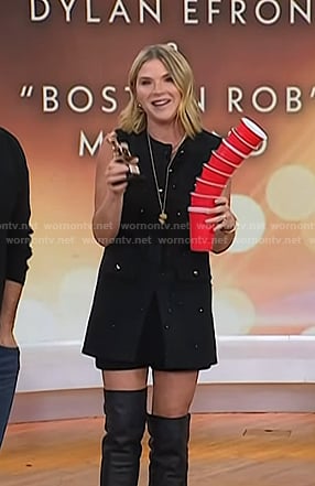 Jenna's black sleeveless tweed mini dress on Today