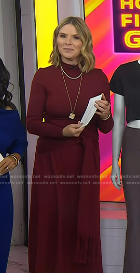 Jenna's red tie waist mock neck dress on Today