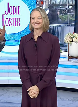 Jodie Foster's burgundy shirtdress on Today