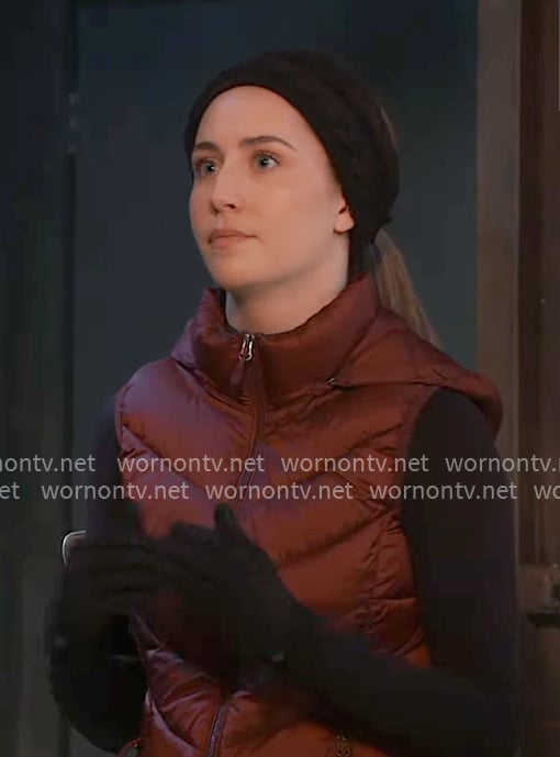 Josslyn's red puffer vest on General Hospital